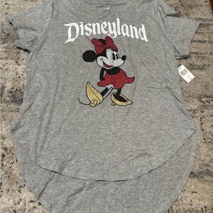Disney Gray womens Tee with Minnie Mouse and Disneyland crystals logo